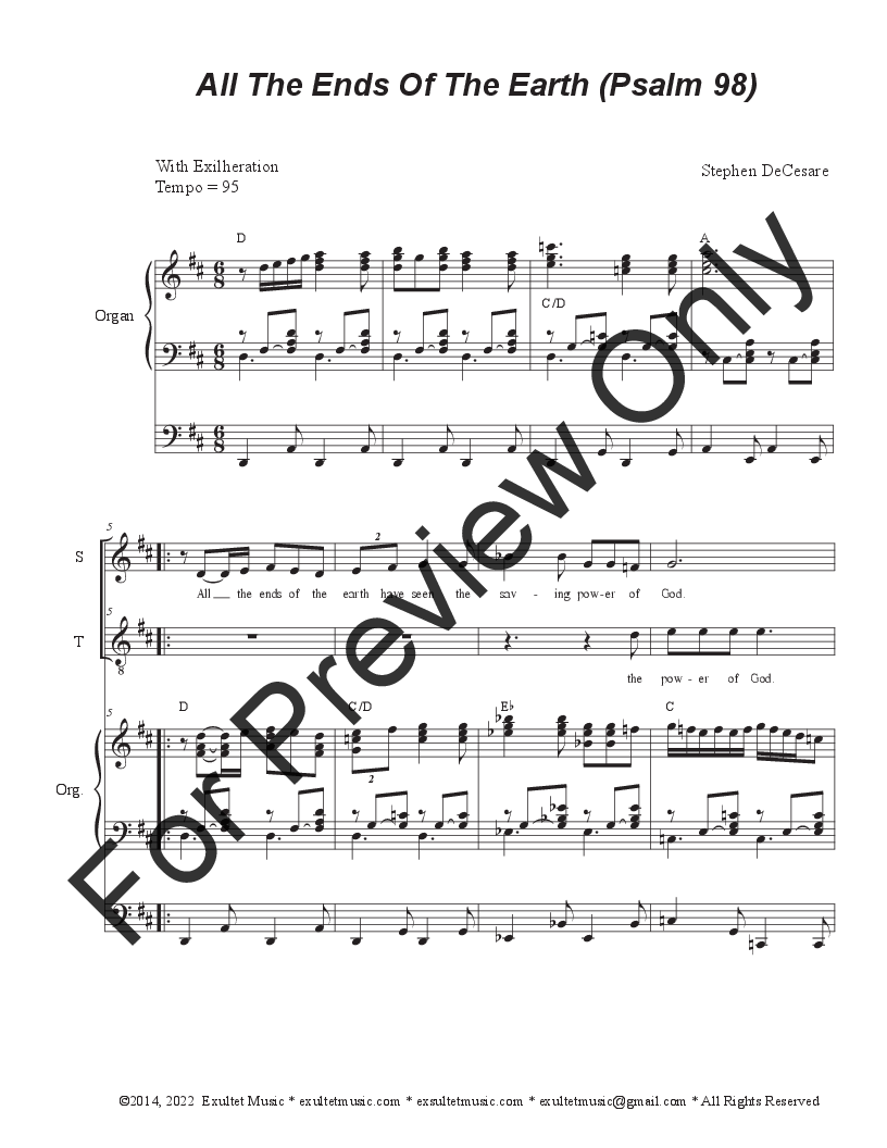 All The Ends Of The Earth (Psalm 98) (Duet for Soprano and Tenor solo) P.O.D.