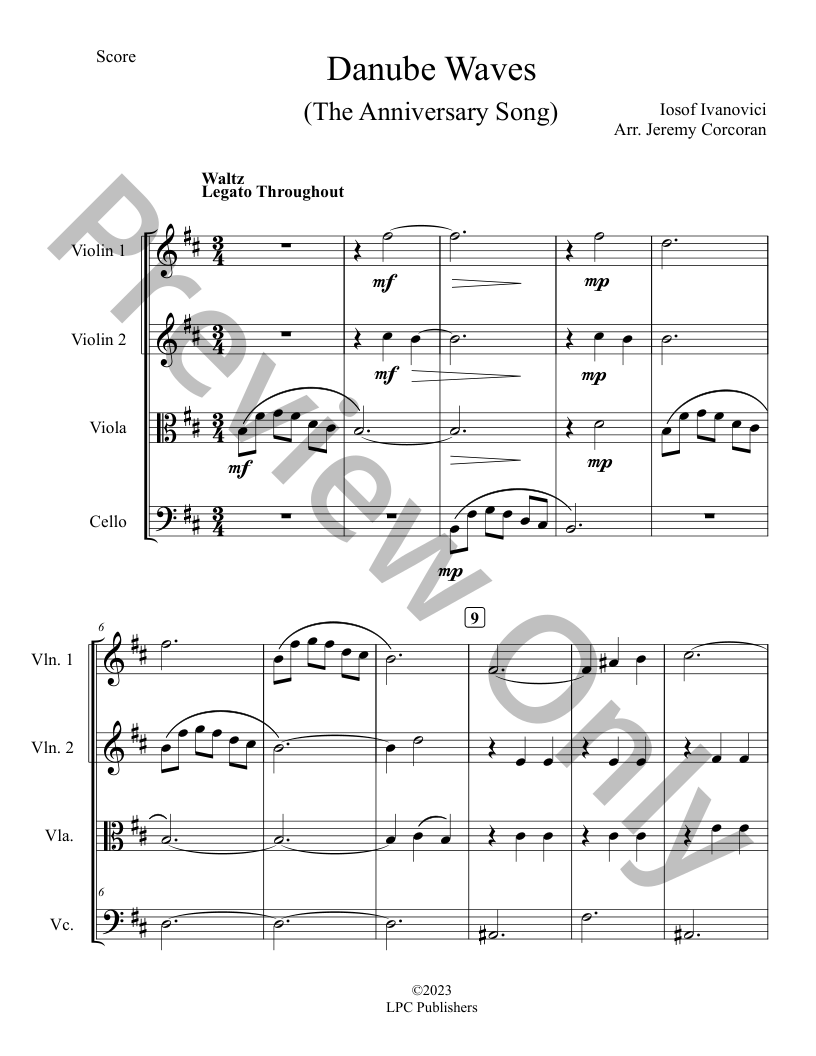 Danube Wave Waltz for String Quartet P.O.D.