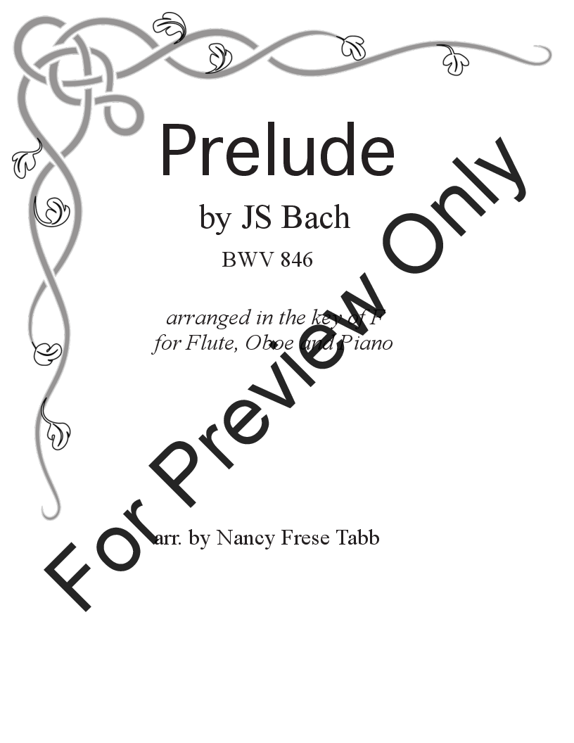 Bach Prelude (BWV 846) arranged for Flute and Oboe Duet with Piano P.O.D.