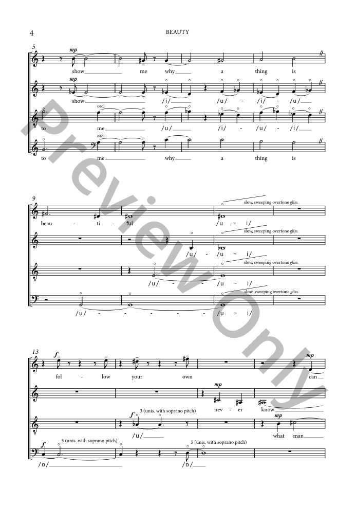 BEAUTY for SATB choir with overtone singing P.O.D