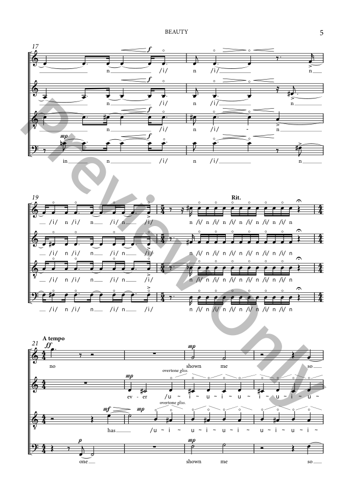 BEAUTY for SATB choir with overtone singing P.O.D