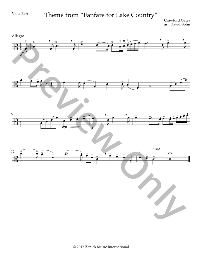 Theme - Viola - based on the Fanfare for Lake Country  P.O.D