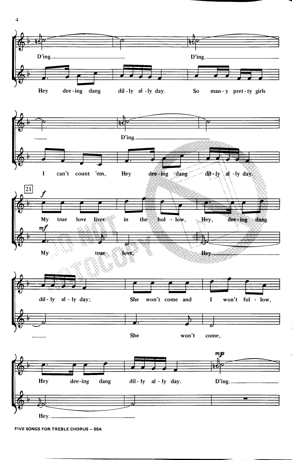 FIVE SONGS FOR TREBLE CHORUS-P.O.P.