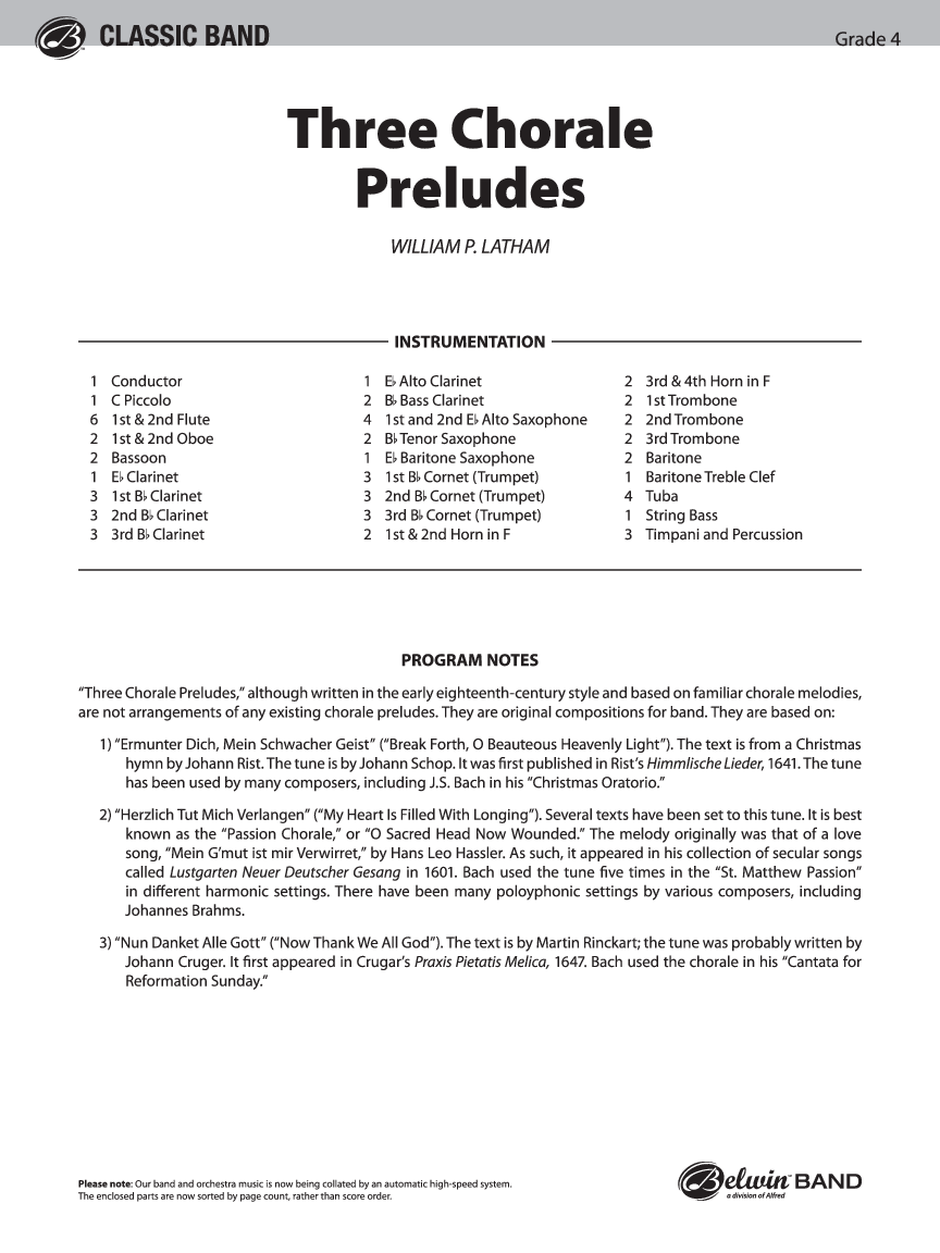 THREE CHORALE PRELUDES SCORE