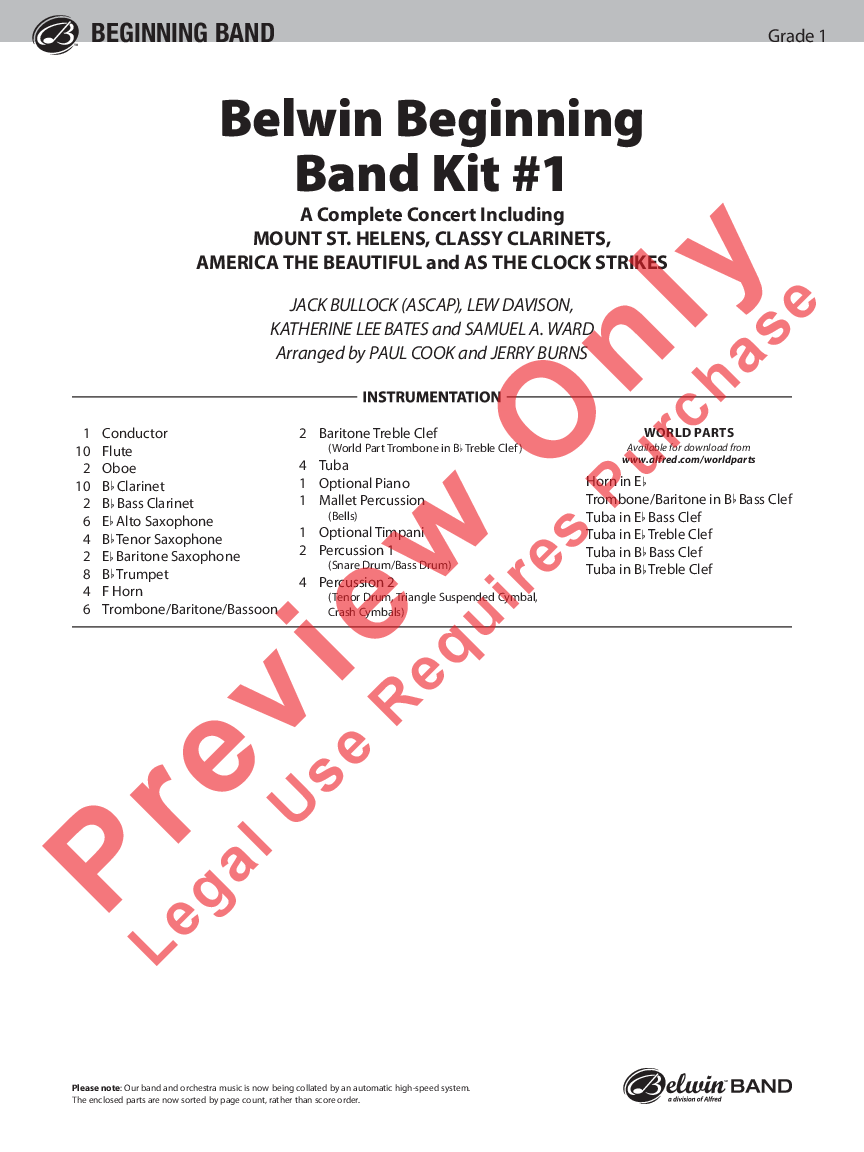 BELWIN BEGINNING BAND KIT #1 SCORE