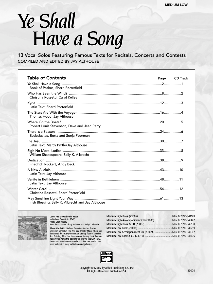 YE SHALL HAVE A SONG BOOK/CD