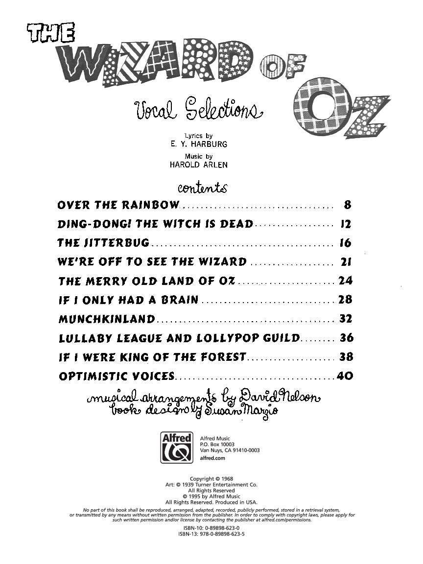 WIZARD OF OZ VOCAL SELECTIONS