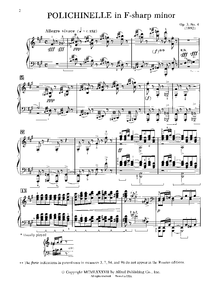 POLICHINELLE IN F SHARP MINOR OP3#4