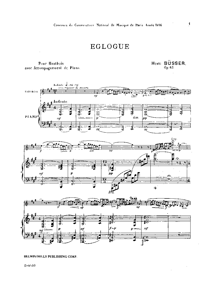 EGLOGUE OP 63 OBOE/PIANO