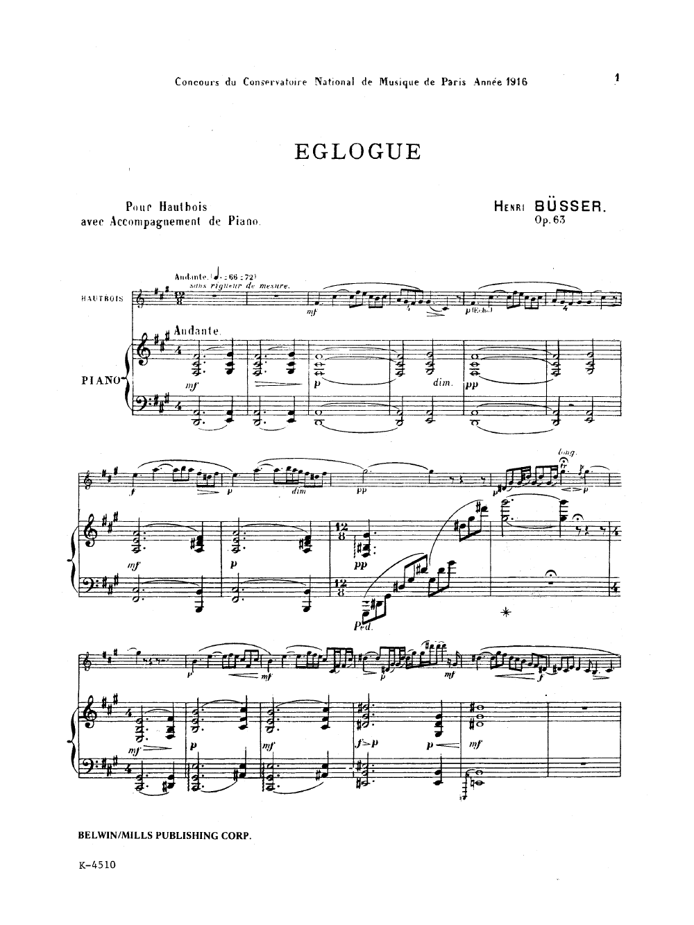 EGLOGUE OP 63 OBOE/PIANO