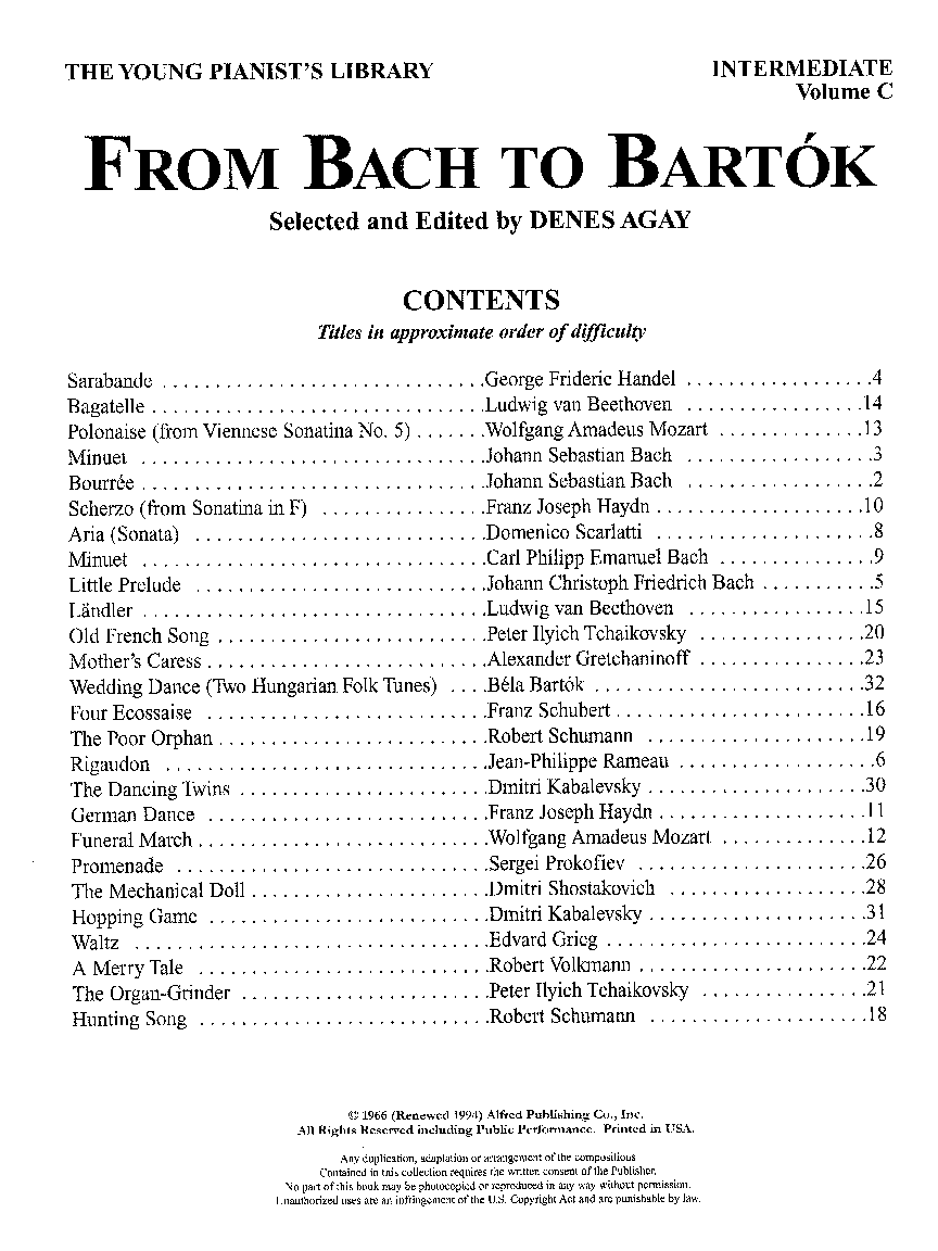 FROM BACH TO BARTOK C