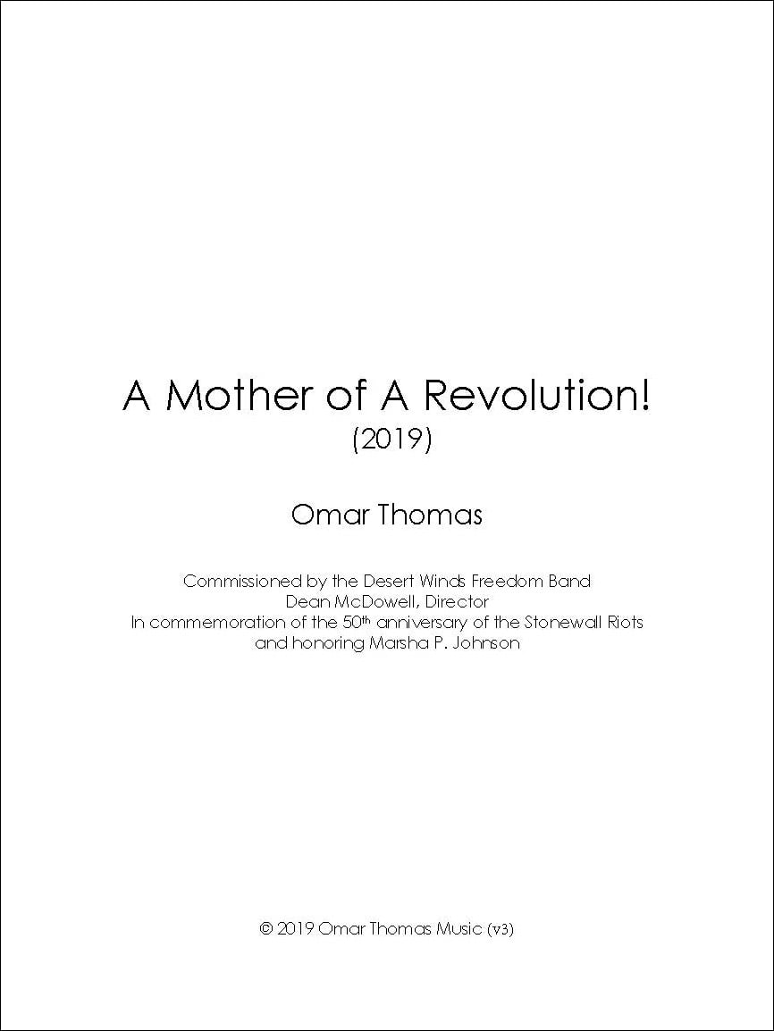 A Mother of a Revolution! midwest sheet music cover