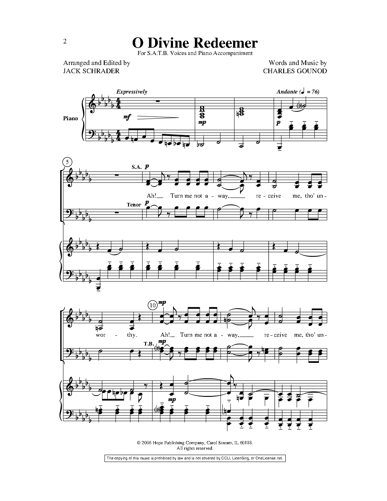 o divine redeemer gounod sheet music free download