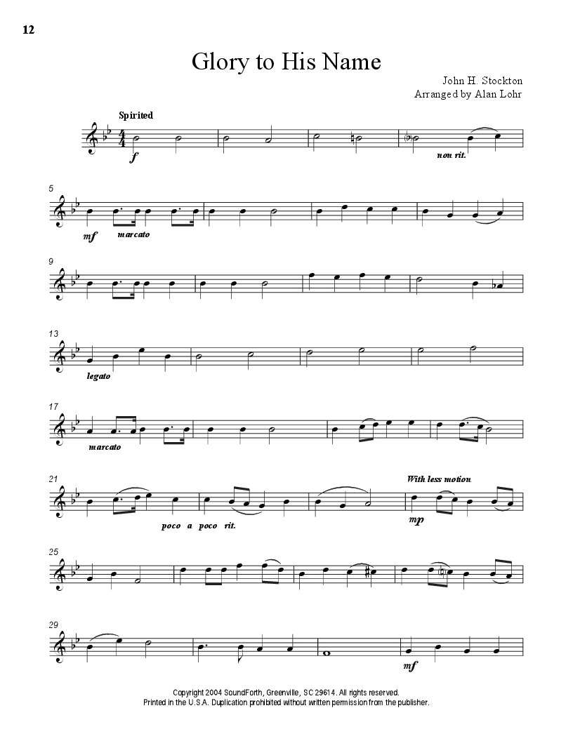 GLORY TO HIS NAME PART 3 IN B FLAT -P.O.P.