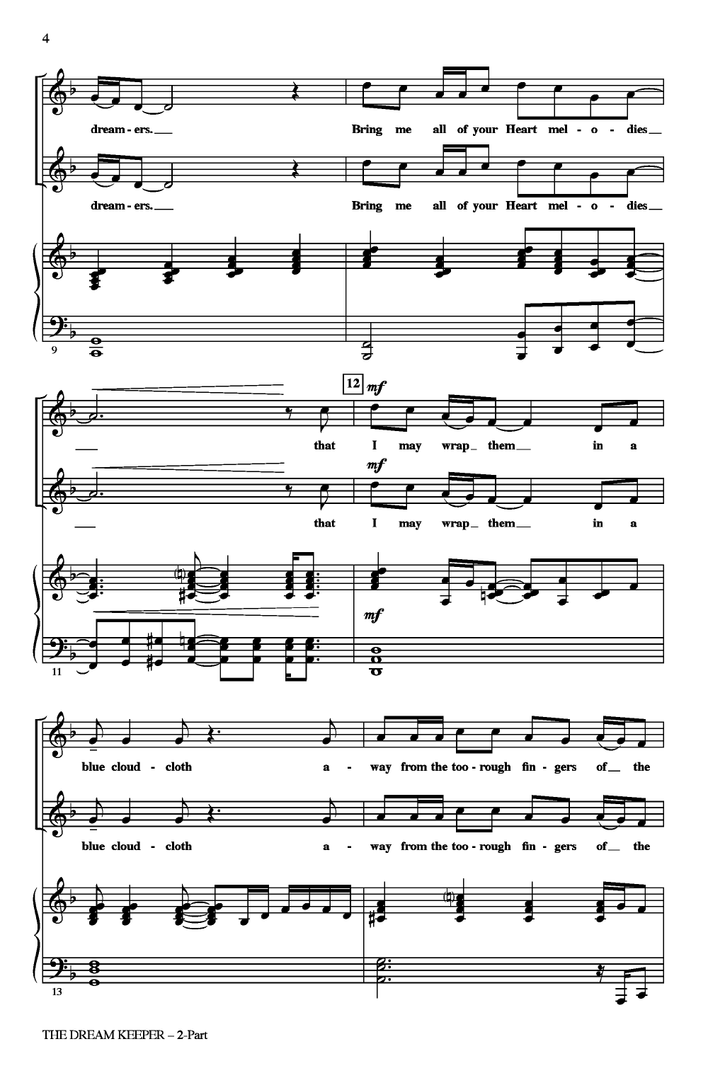 Dream Keeper (SATB Singer's Edition ) b