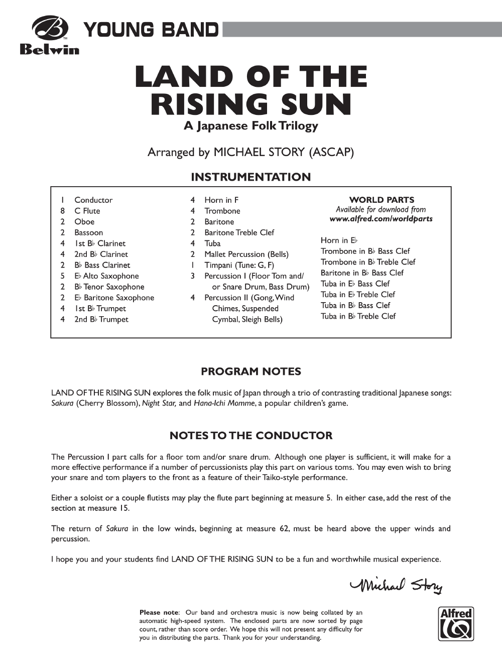 Land Of The Rising Sun Arr Michael Story J W Pepper Sheet Music