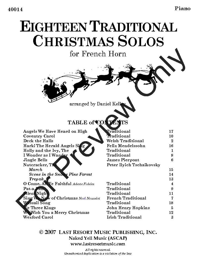 18 Traditional Christmas Solos French Horn and Piano