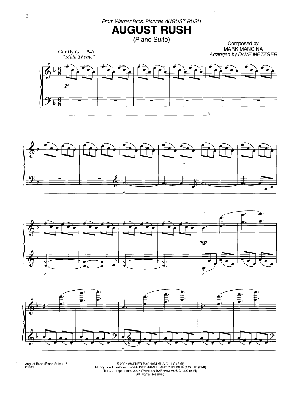 August Rush Piano Suite By Various J W Pepper Sheet Music