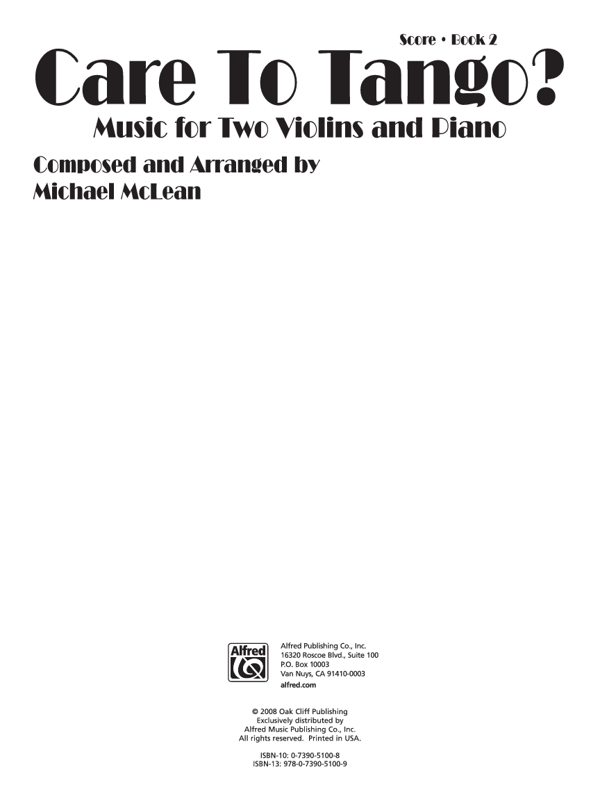 CARE TO TANGO #2 FOR 2 VIOLINS AND PIANO