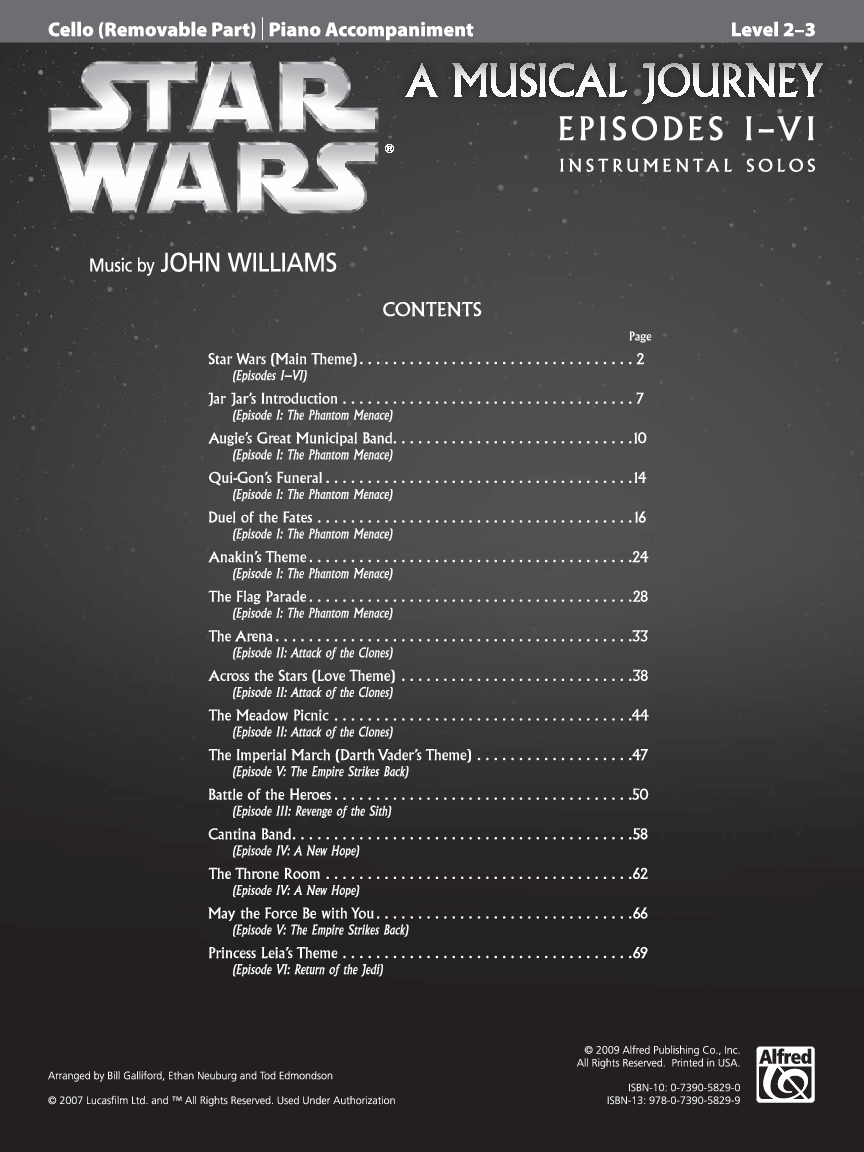 STAR WARS A MUSICAL JOURNEY EPISODES 1- 6 CELLO BK/OAA
