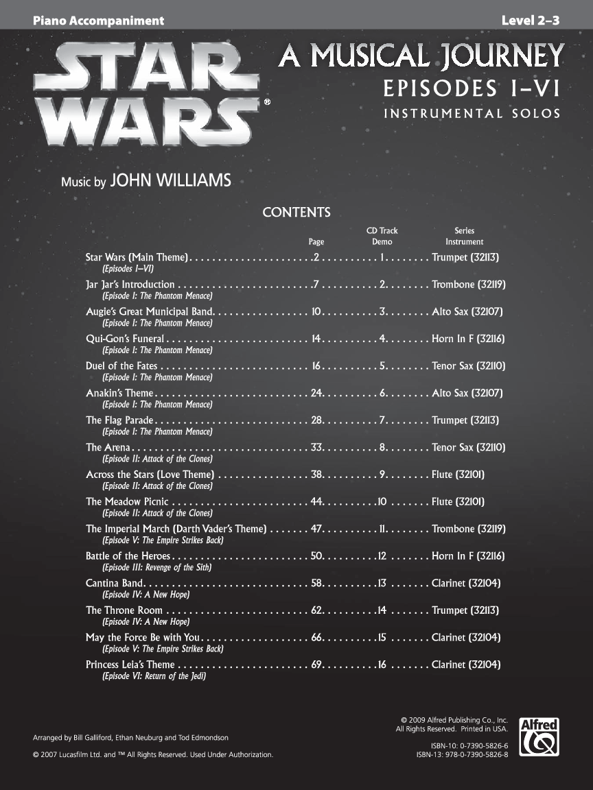 STAR WARS A MUSICAL JOURNEY EPISODES 1- 6 PIANO ACCOMP BK/CD