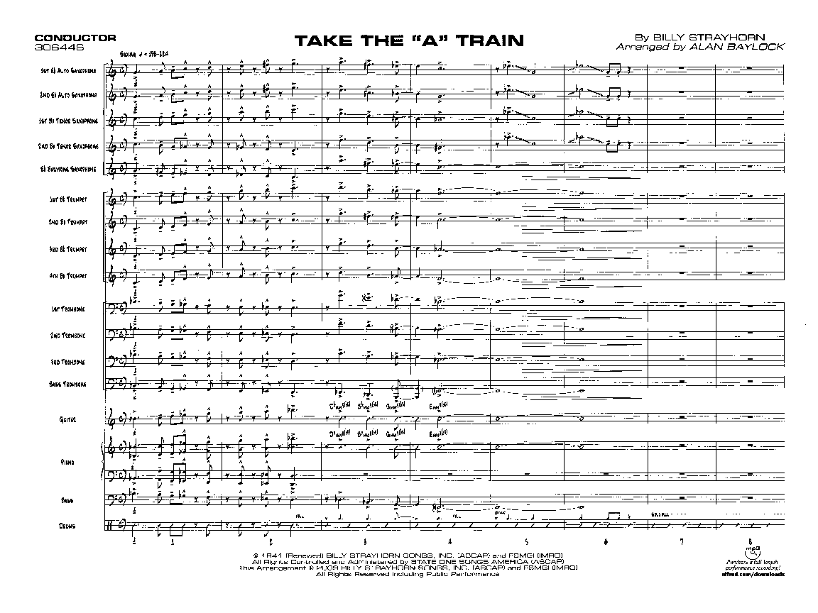 Take The A Train By Billy Strayhorn Arr Alan B J W Pepper Sheet Music