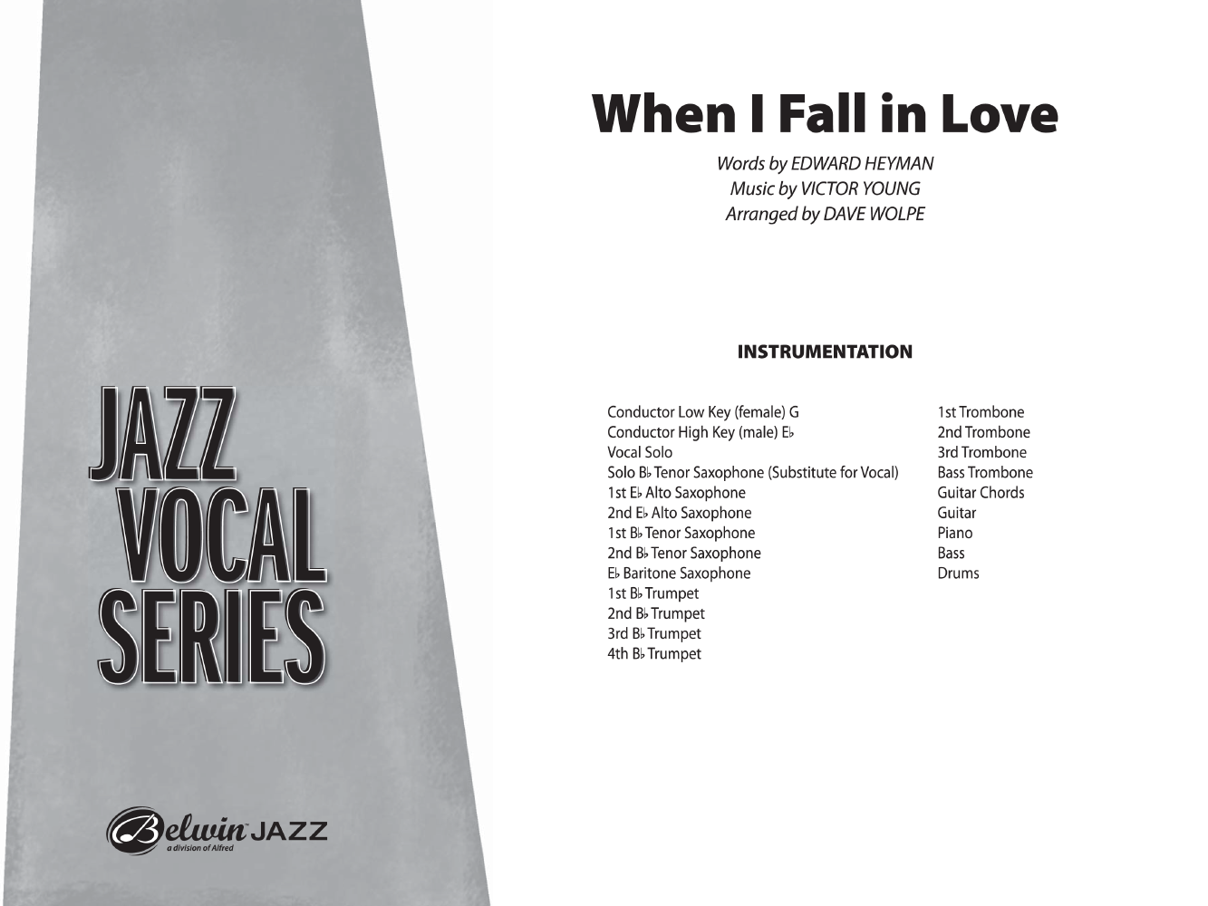 When I Fall in Love Vocal Solo with Jazz Ensemble Score