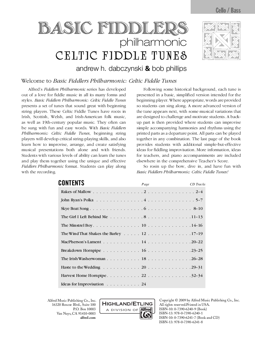 BASIC FIDDLERS PHILHARMONIC CELTIC CELLO/BASS BK/CD P.O.P.