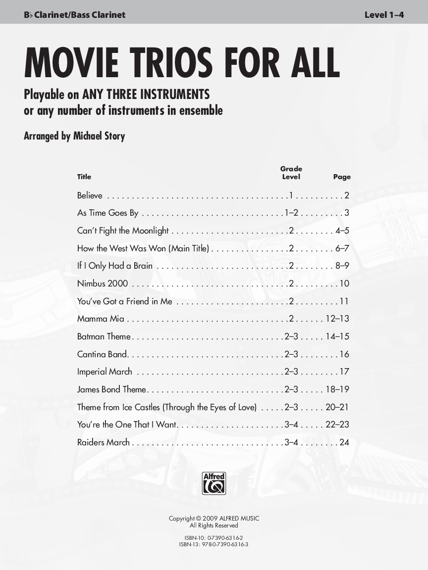 MOVIE TRIOS FOR ALL CLARINET/ BASS CLARINET