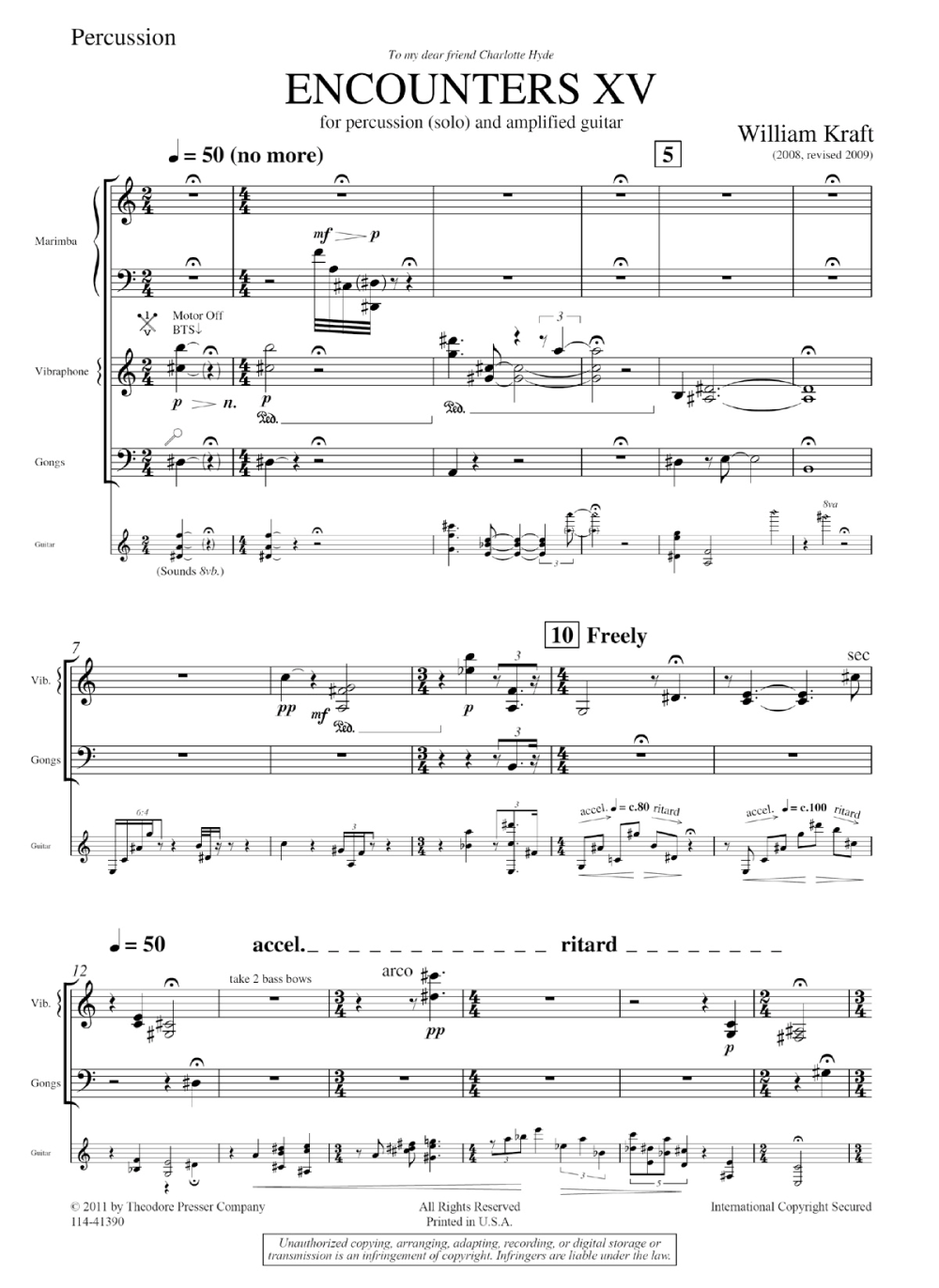 ENCOUNTERS XV PERCUSSION AND GUITAR - 2 SCORES