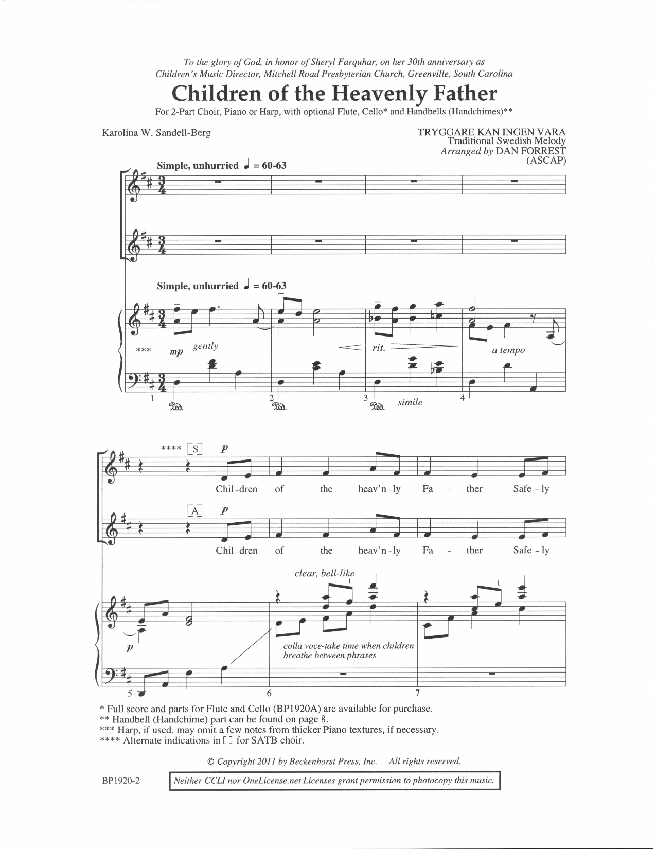 Children Of The Heavenly Father (SATB Choir) - Print Sheet Music Now