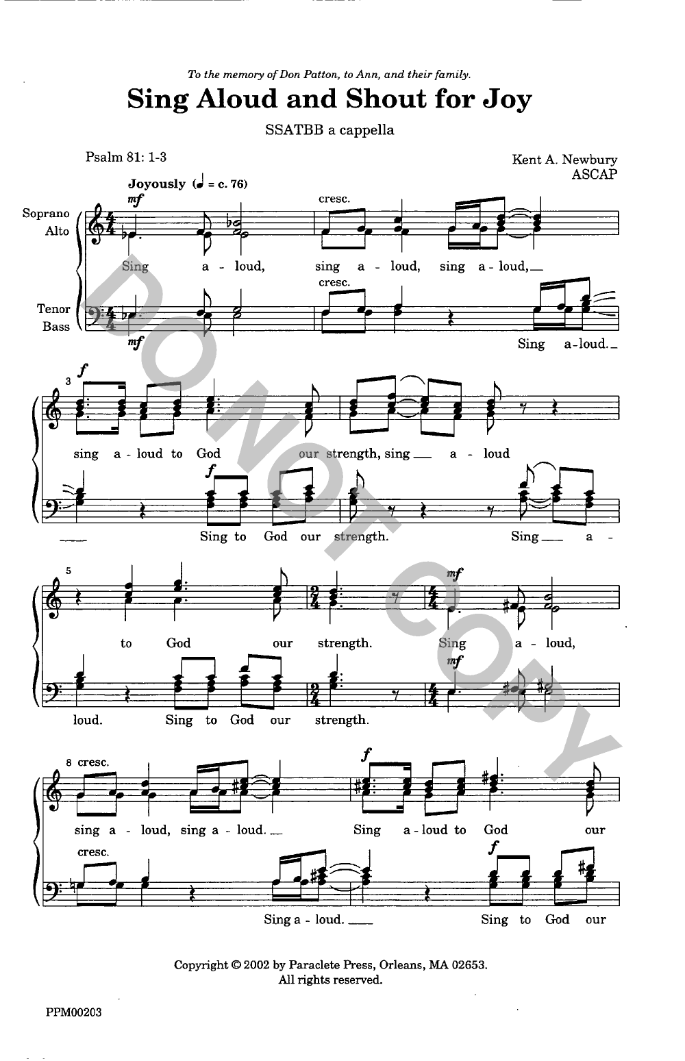Shout For Joy – music sheet download
