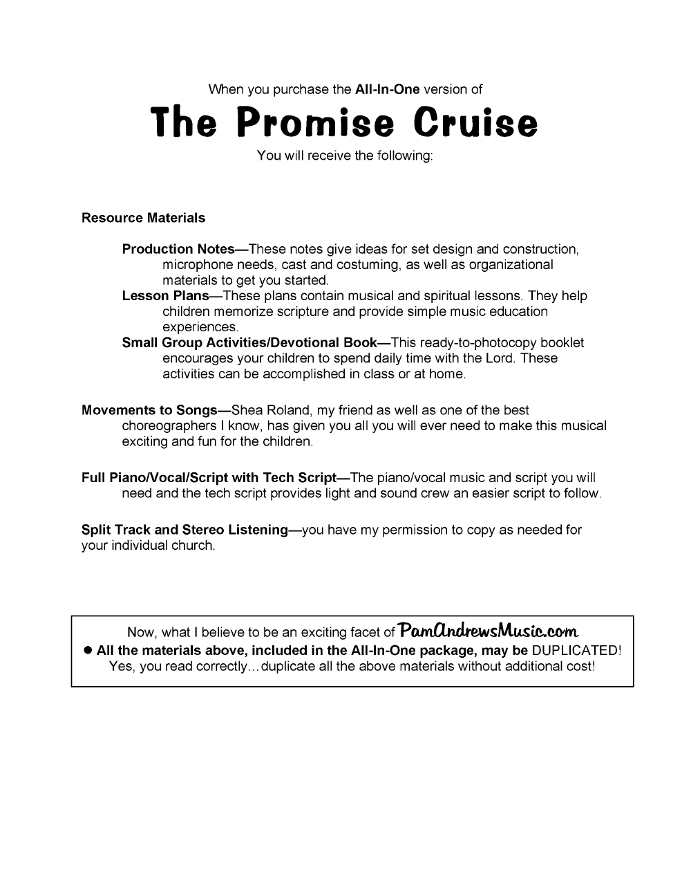 The Promise Cruise Kids Scores/Lyric Sheets pdf