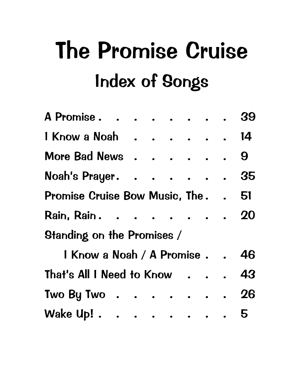 The Promise Cruise Kids Scores/Lyric Sheets pdf