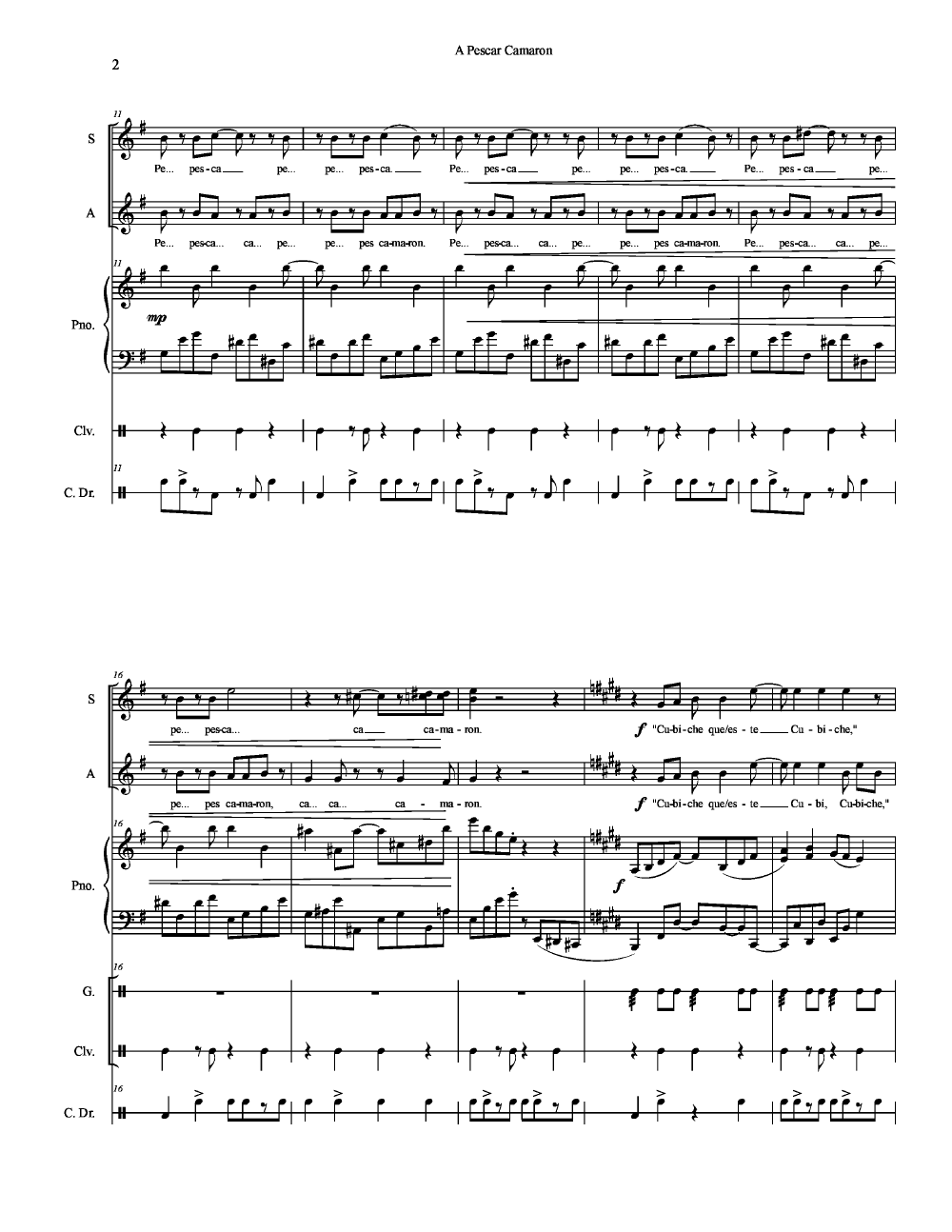 A PESCAR CAMARON (CONDUCTOR'S SCORE) Discontinued