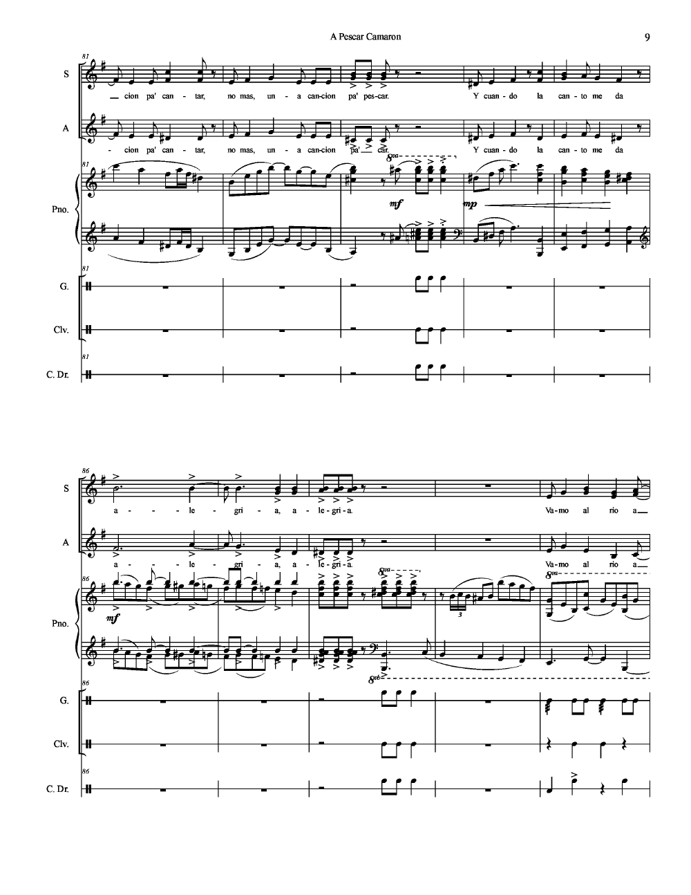 A PESCAR CAMARON (CONDUCTOR'S SCORE) Discontinued