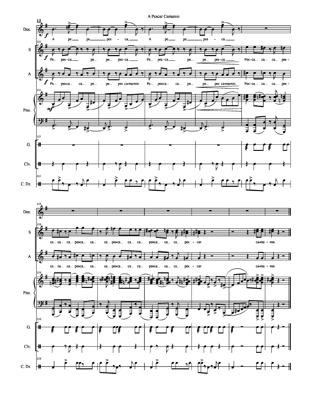 A PESCAR CAMARON (CONDUCTOR'S SCORE) Discontinued