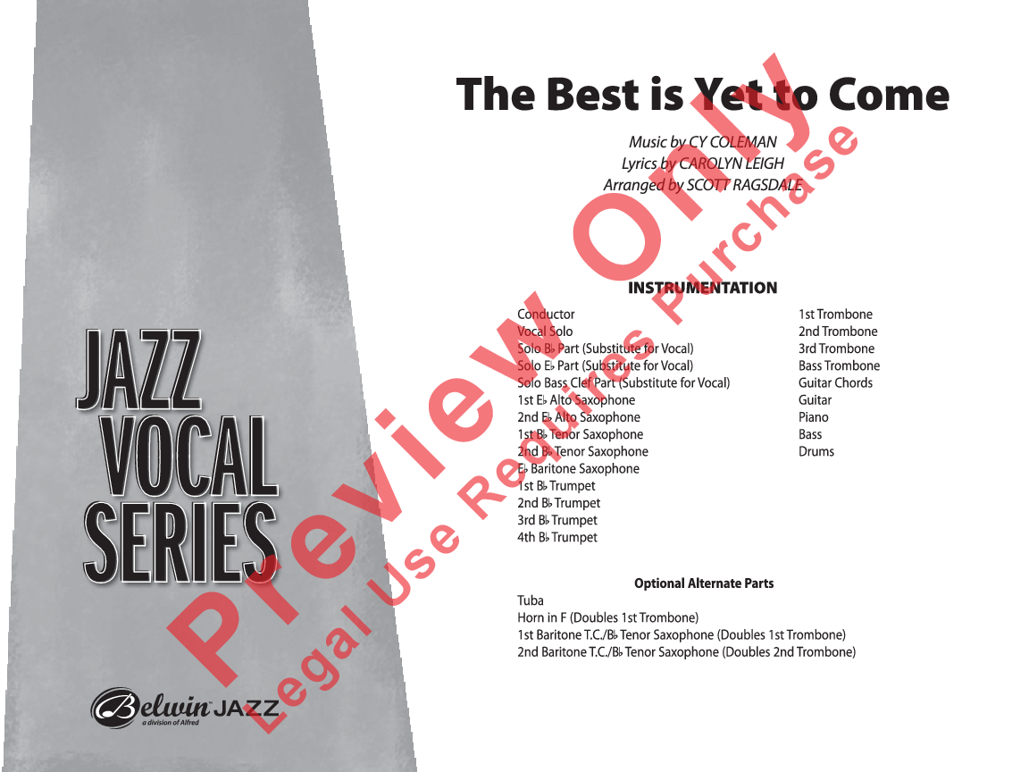 The Best Is Yet to Come Vocal Solo with Jazz Ensemble Score