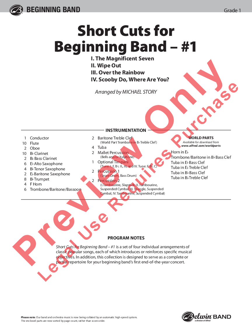 Short Cuts for Beginning Band #1