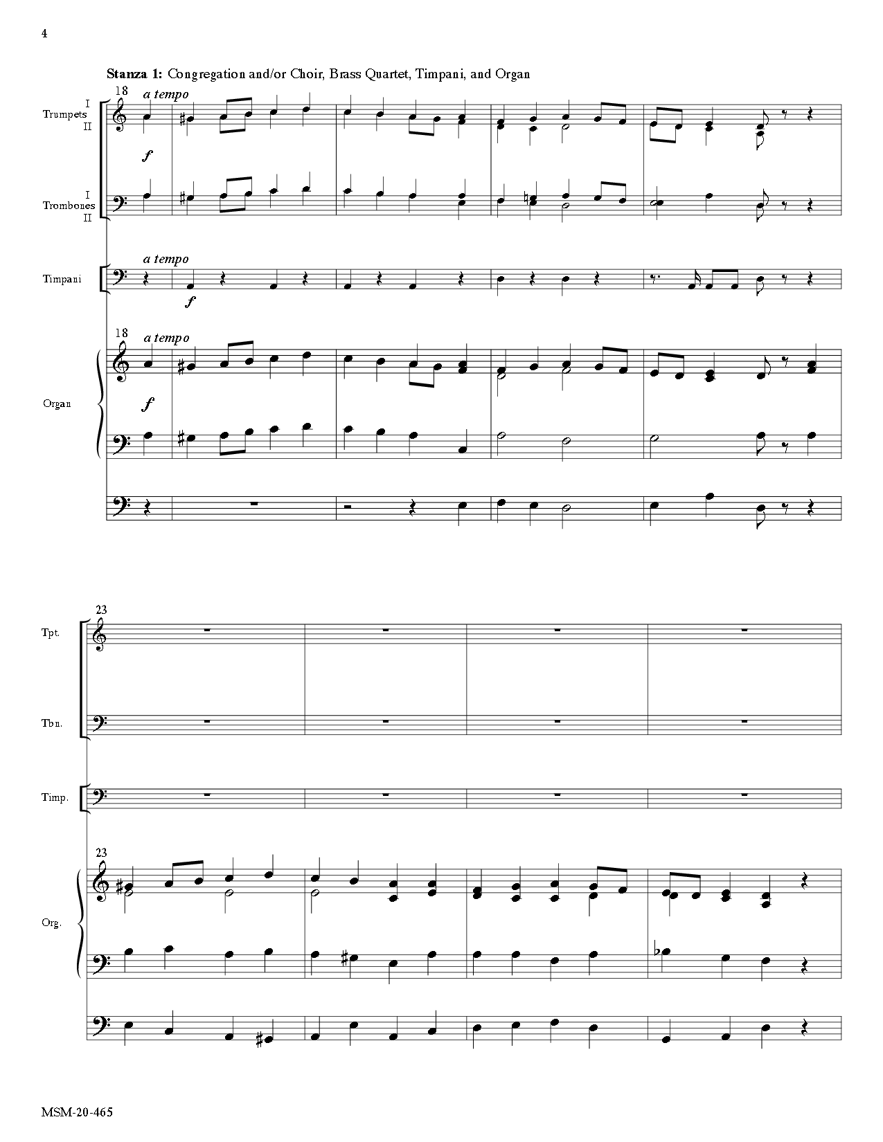 Christ Jesus Lay in Death's Strong Bands SATB/ Brass Quintet/ Timpani/ Organ/ Oboe