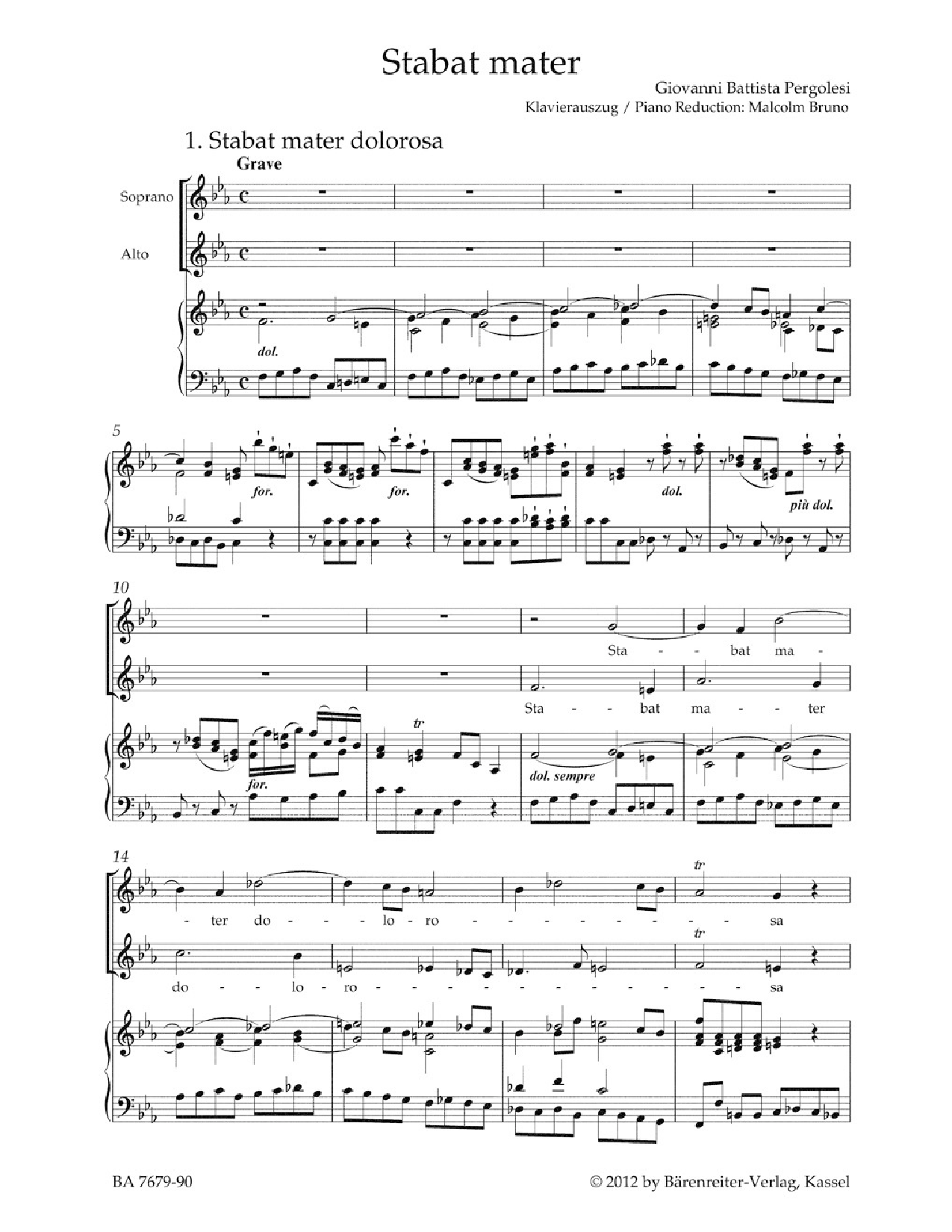 Stabat Mater Vocal Score