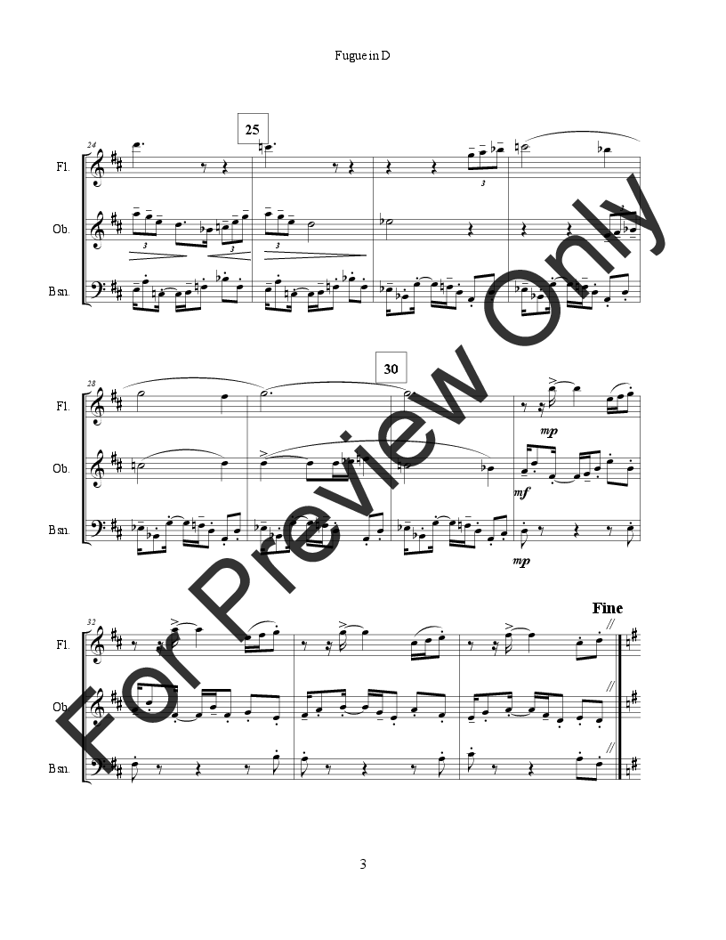 Fugue in D Flute/ Oboe/ Bassoon P.O.D.