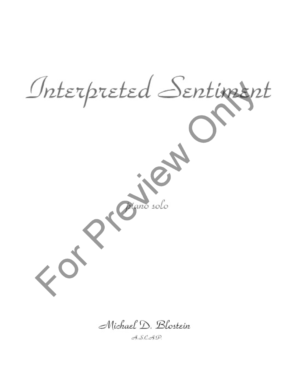 Interpreted Sentiment Piano Solo P.O.D.