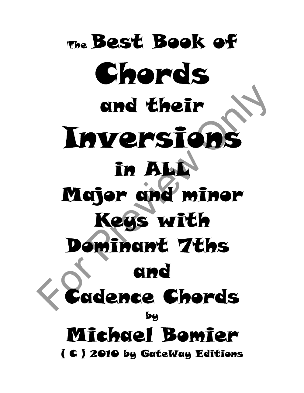 The Best Book of Chords and Their Inversions Piano P.O.D.