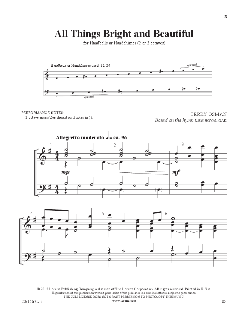 All Things Bright And Beautiful 2-3 Octaves