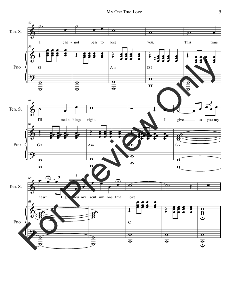 Oh! One True Love (061) Sheet music for Piano (Solo) Easy