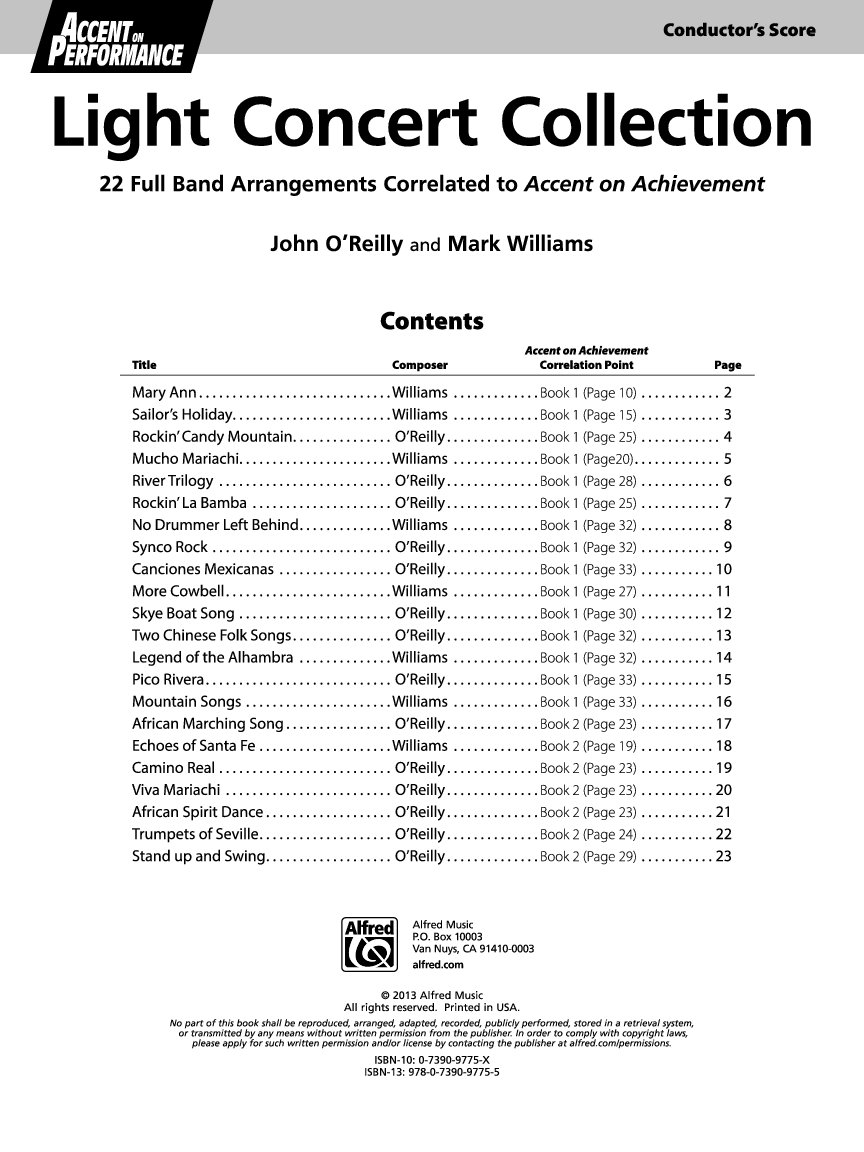 Accent on Performance Light Concert Collection Conductor Score