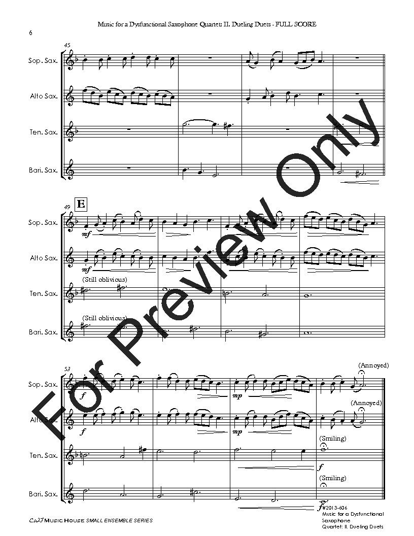 Music for a Dysfunctional Saxophone Quartet EPRINT