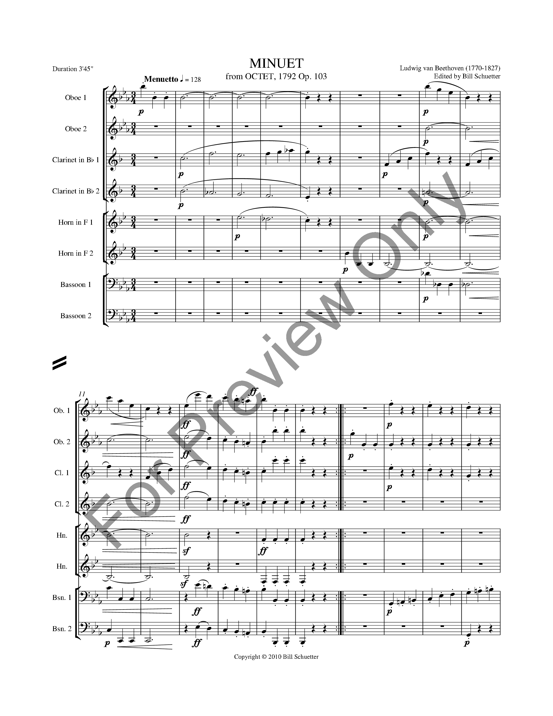 Minuet from Octet Opus 103 Woodwind Octet