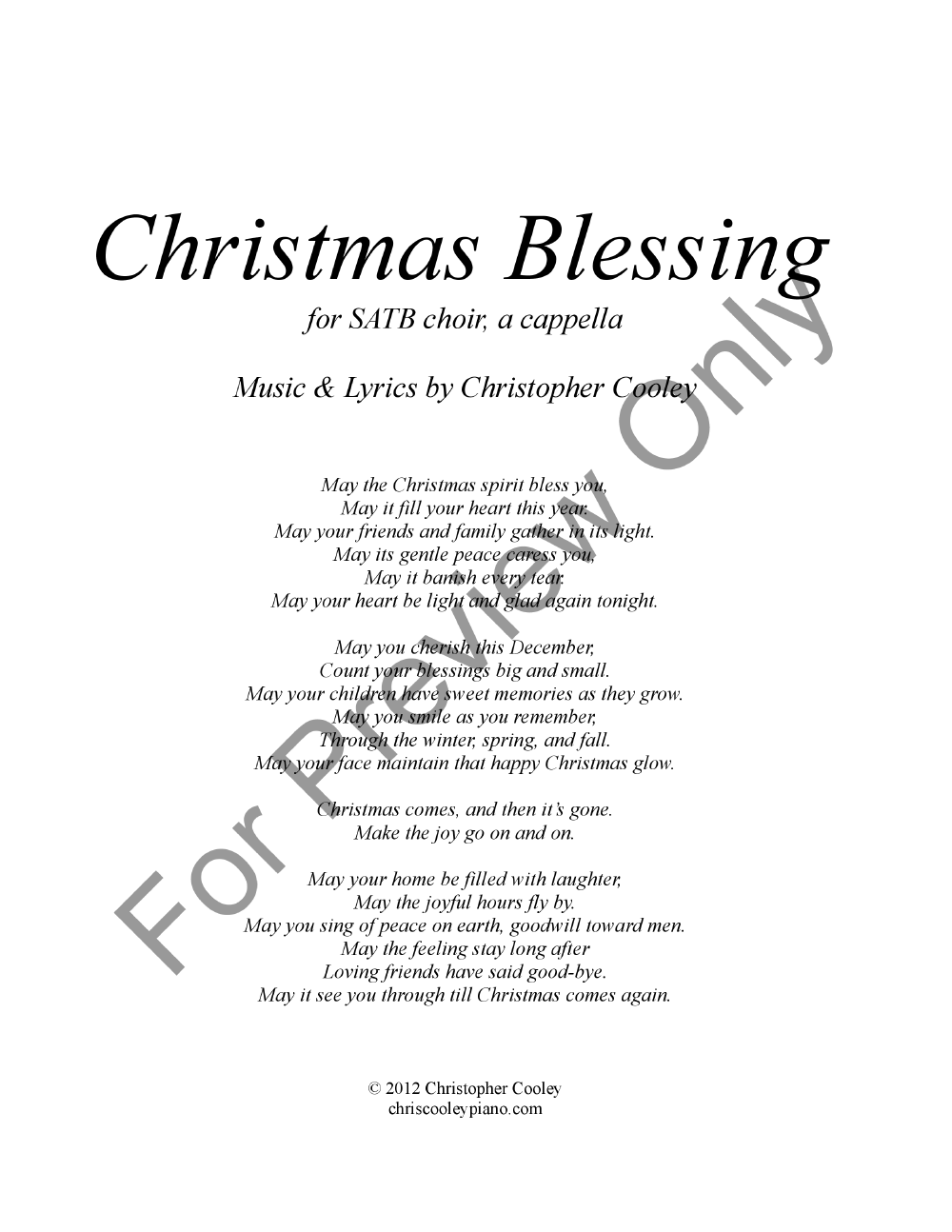 Christmas Blessing P.O.D.